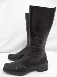 Prada Black Leather Square Toe Zip Up Rubber Sole Boots 38.5  