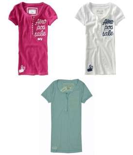 Aeropostale womens embroidered henley shirt  