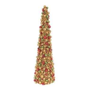 Pack of 2 Christmas Whimsy Mixed Glitter Ball Cone Shaped Topiaries 25 