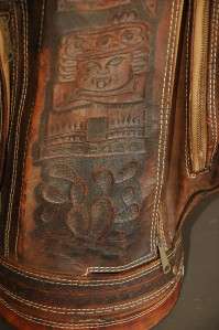 Vintage tooled leather golf bag Mexico Aztec warrior  