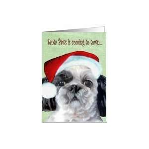  Santa Paws is coming to town Christmas Painting Card 