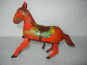 Vintage Windup Jumping Horse Tin Toy  