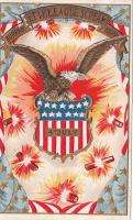 Postcard Patriotic Fourth of July Fireworks Eagle Scream Hurrah  