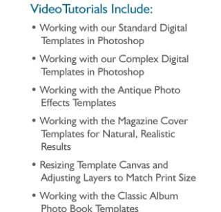 VIDEO TUTORIALS, DIGITAL TEMPLATES, BACKDROPS, ACTIONS