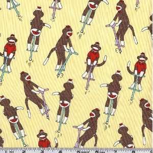  45 Wide Monkey N Round Pogo Stick Banana Fabric By The 