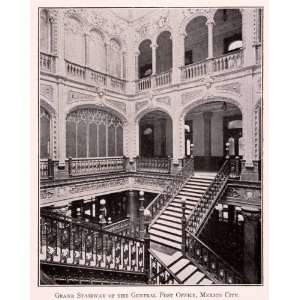 1911 Halftone Print Grand Stairway General Post Office Palace Mexico 