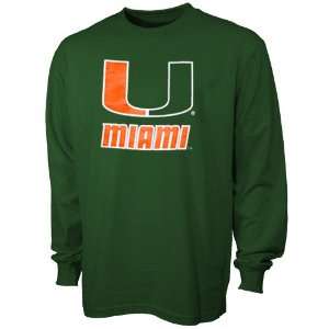  Miami Hurricanes Green Blowout Long Sleeve T shirt Sports 