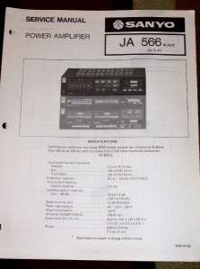 Sanyo JA566 JA 566 Power Amplifier Service Manual  
