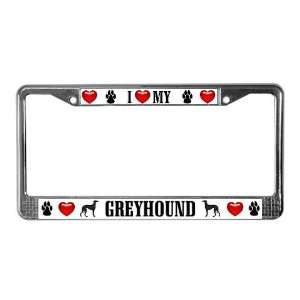  Greyhound Hearts Pets License Plate Frame by  
