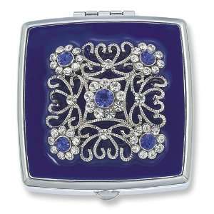  Blue Velvet Crystal & Enameled Pill Box Jewelry