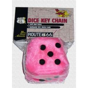  Cobbs Pink Fuzzy Dice Key Chain (Main Street Accessories 