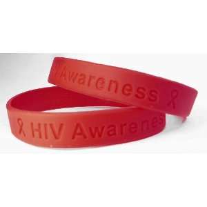 HIV Awareness Red Rubber Wristband   Adult 8