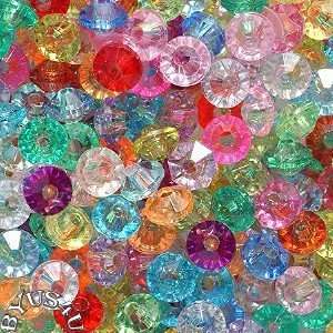 SAUCER RONDELLE FACETED ACRYLIC BEADS 6mm MULTI COLOR 200pc Free 