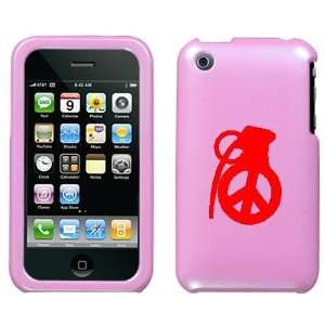   IPHONE 3G 3GS RED PEACE GRENADE LOGO ON A LIGHT PINK HARD CASE COVER