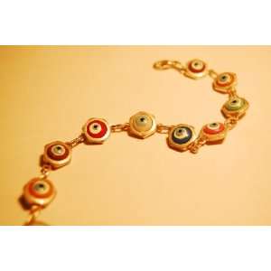  Silver Evil eye Bracelet with stones and glasses 