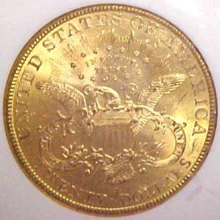 1896 S $20 DOLLAR LIBERTY GOLD COIN NGC MS62  
