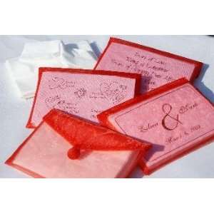  Wedding Tissues in Red Organza Envelope