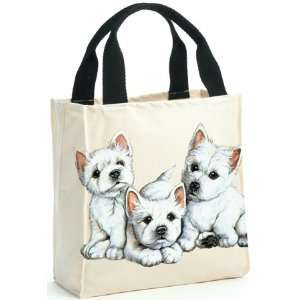 Westie West Highland Terrier Puppy Dog Canvas Tote Bag Purse by Leslie 