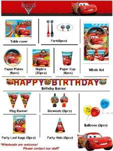 Disney Cars 2 Birthday Party Supplies Balloon LootBag Fork Cup Napkin 