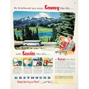  1952 Ad Greyhound Bus Travel Service Scenery Mount Rainier 