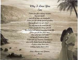 PERSONALIZED POEM WIFE HUSBAND WHY I LOVE YOU 7STYLES  