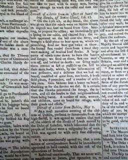   Charleston Falls to Eng. Revolutionary War Report Scotland Newspaper