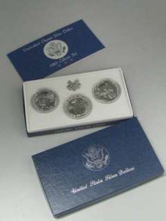  US Mint PDS Olympic Commemorative Uncirculated Silver Dollar 3 Coin 