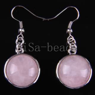 Pink Crystal Gemstone Beads Dangle Earrings LU091  