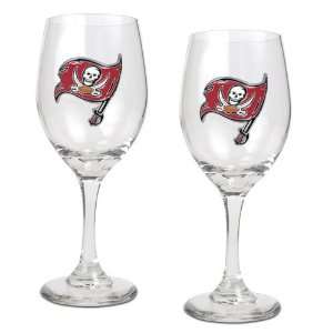  Tampa Bay Buccaneers NFL 2pc Wine Glass Set   Primary Logo 