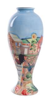 Old Tupton Ware Allotment Ceramic Vase 11 Hand Painted  