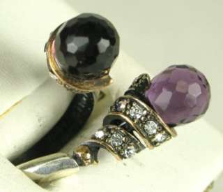   Briolette Amethyst & Sapphire Rose Gold/Sterling Bypass Ring 7g  
