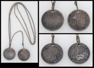 1942 WWII USMC DOG TAGS Matched Set from Sterling Silver AUSTRALIAN 