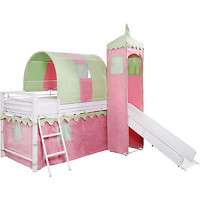 Castle Tent Loft Bed Slide Under Bed Storage White Pink  