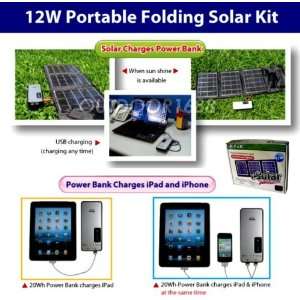 Foldable Solar Charger Battery Kit 20W Lithium Battery Portable Solar 