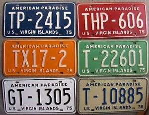 VIRGIN ISLANDS License Plates  1975 1978   PICK ONE  