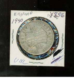 1940 Great Britain 1/2 Crown Y 856 Silver Coin  