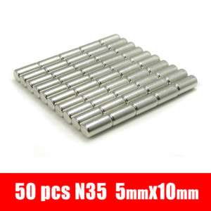 50 Cylinder Rare Earth Neodymium Magnets N35 5mm x 10mm  