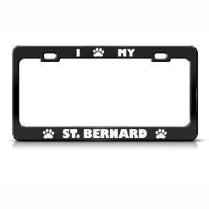 St. Bernard Dog Dogs Black Metal license plate frame Tag Holder