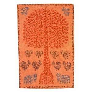   Unique Home Decor   Orange Embroidery and Patch Work on Cotton Fabric