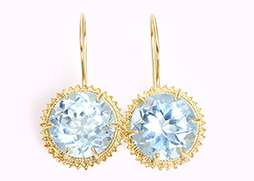 Stunning 10 Carat Blue Topaz and 14K Yellow Gold Dangle Earrings 