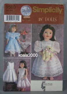 SIMPLICITY 9560 Pattern For 18 DOLLS 039363246244  