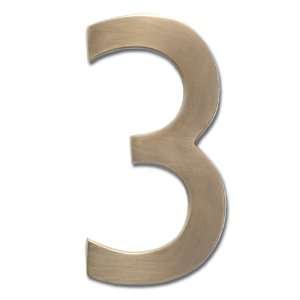   Cast Brass 4 Inch Floating House Number, Antique Brass 3 Home