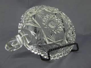 Vintage Cut Crystal Nappy Dish Handled Bon Bon Bowl  