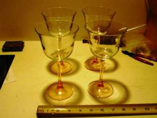 Pink Depression Wine Glasses Stemware   set of 4  