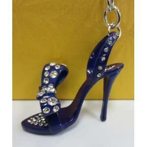  Purse Charm Girly Purple Shoe with Big Bow Crystals Rhinestone Key 