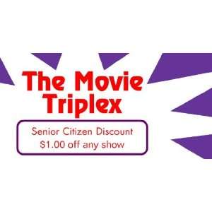  3x6 Vinyl Banner   Movie Senior Citizen Discount 