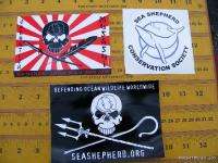 THREE (3) Whale Wars Sea Shepherd Flag Stickers SET  