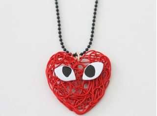   Lovely Red Heart Eyes Black Ball Chain Necklace A52 FREE SHIP  