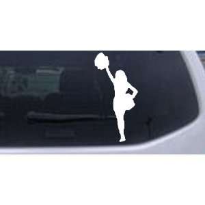 Cheerleader Sports Car Window Wall Laptop Decal Sticker    White 36in 