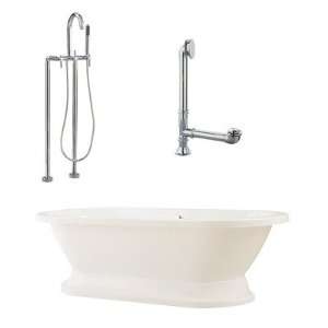 Giagni LC2 PC Capri 67 Tub in White with Floor Mount Faucet and Lever 